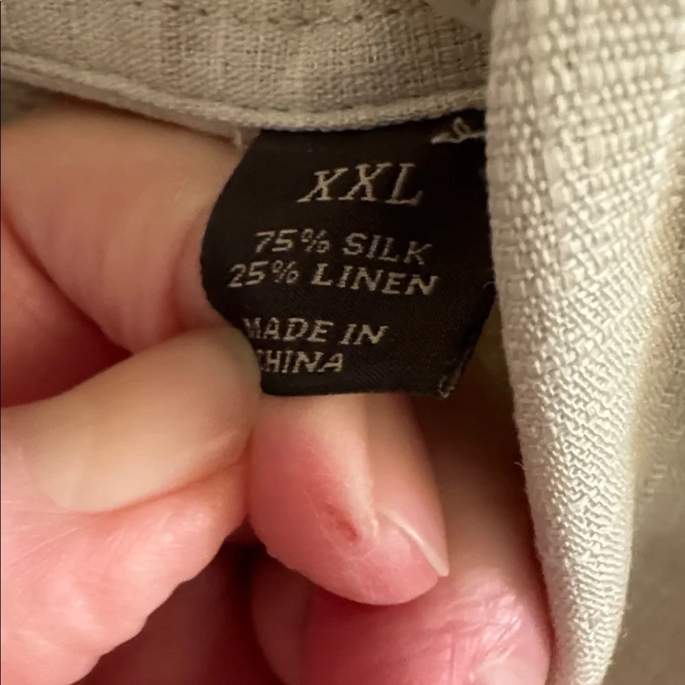 Tasso Elba Island men’s Short Sleeve Shirt in Light Beige 2XL Silk/Linen - Picture 4 of 7